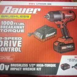 bauer 20v brushless cordless 1/2 in high-torque impact wrench kit