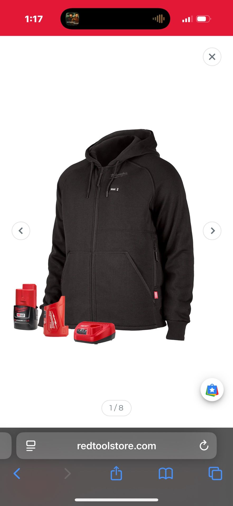 Milwaukee 306B-21 M12 Heated Hoodie Kit Black Sixe 2X
