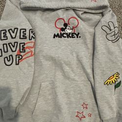 Disney Mickey Never Give Up Hooded Sweatshirt XL