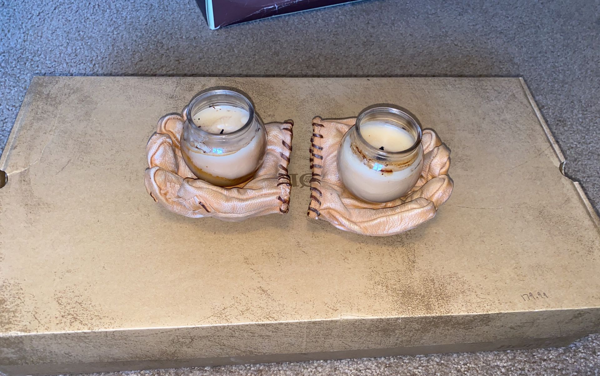 2 Gold Canyon Baseball Gloves Candle Holders