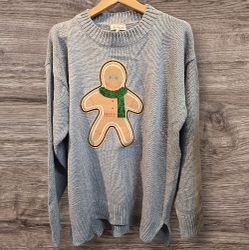 Gingerbread Gray Sweater, Adult Sizes XS-2XL