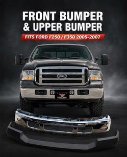 New Chrome Bumper + Upper Bumper for Ford F250 F350 fits 2005, 2006 and 2007