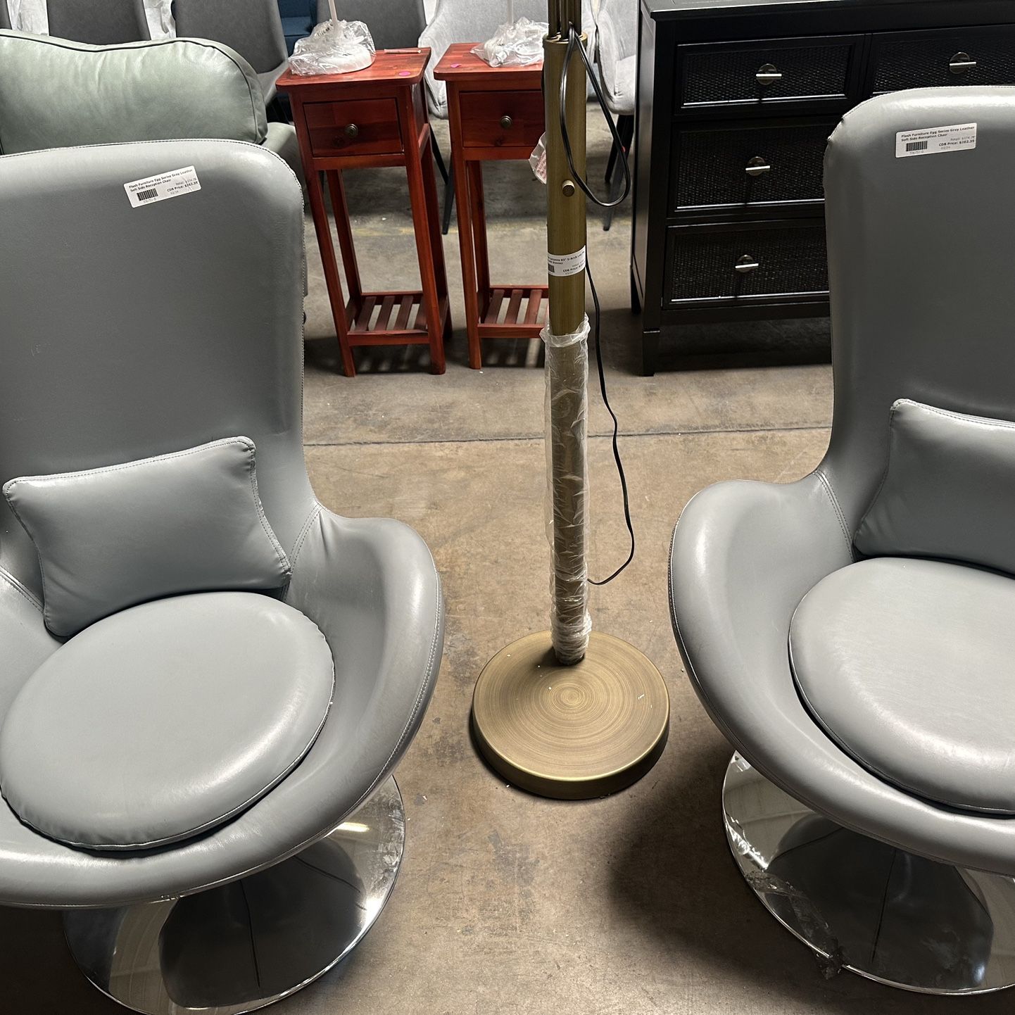 Flash Furniture Egg Series Gray Leather Chairs 