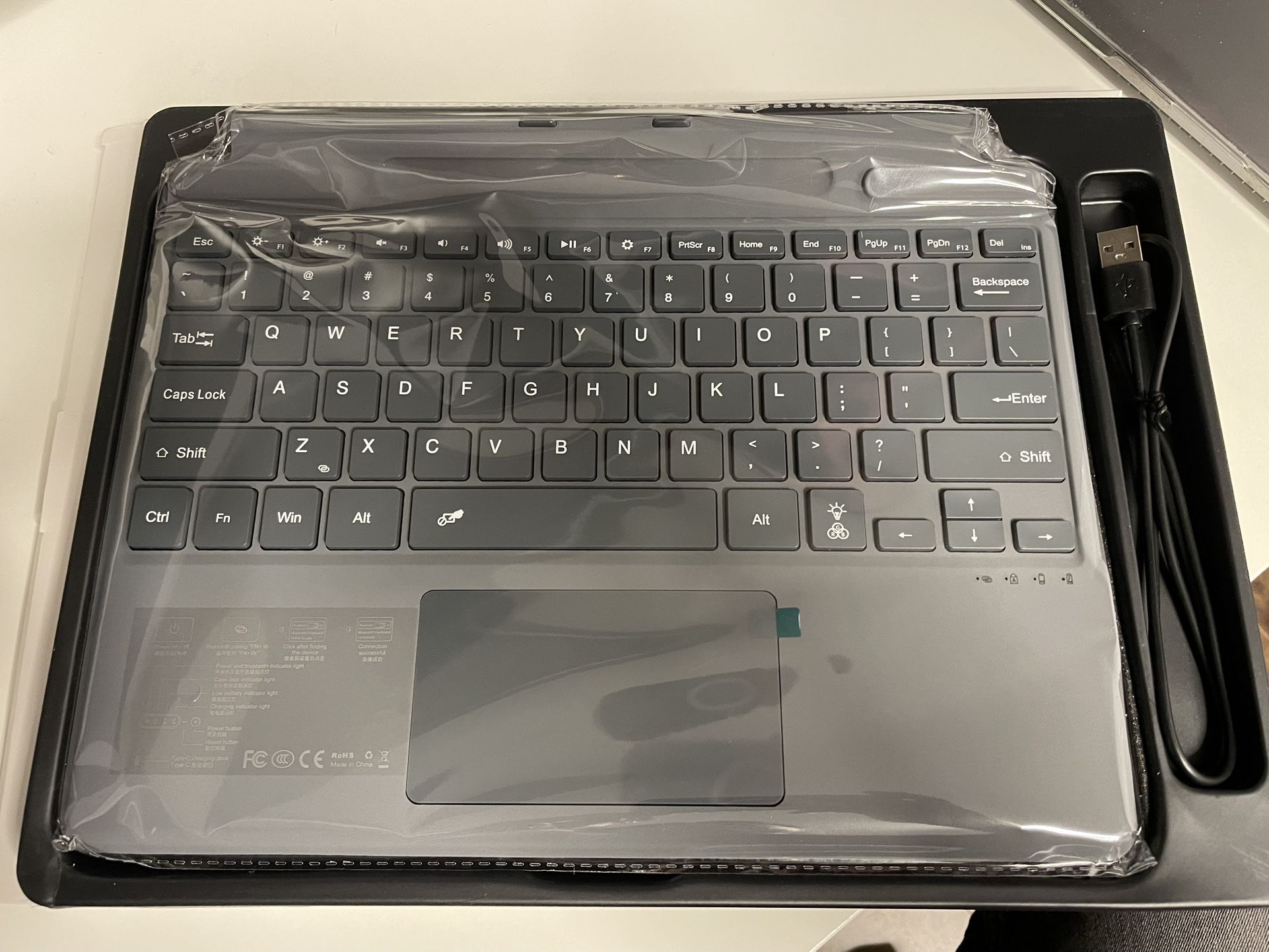 Surface Pro 8/9/X/10/11 Backlight Grey Keyboard Case Cover
