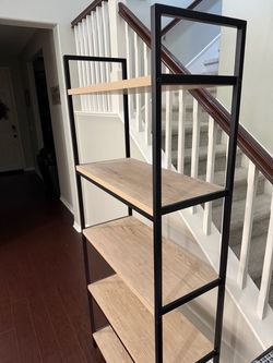 5-tier open bookshelf light wood