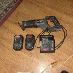 Porter Cable Sawzall 2 18v Batteries And Charger And Stream light Battery And Charger 