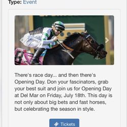 Opening Day Tickets Del Mar July 18