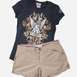 A&F Shorts  Size 2 Disney Tinkerbell Tee Size S