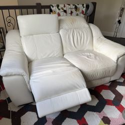 Reclining Leather Couch White