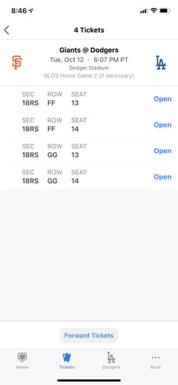 Dodgers Vs Giants Game 4 Of Nlds TUESDAY OCTOBER 12 Game 2nd Home Game Of The Series