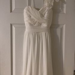 One Shoulder White David’s Bridal Dress