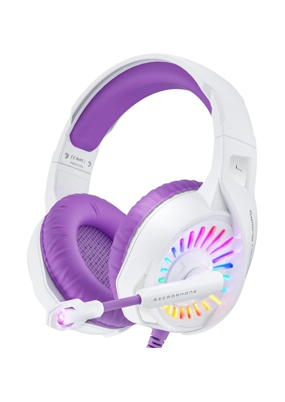 ZIUMIER Purple Gaming Headset with Microphone, Compatible with PS4 PS5 Xbox One PC Laptop, Over-Ear Headphones with LED RGB Light, β’ Amazon $29.99