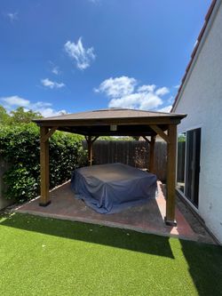 Sunjoy 11’ X 11’ Brown Wood Square Gazebo