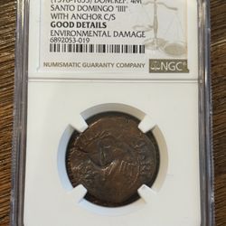 NGC Shipwreck Coin – Santo Domingo 4 Maravedis (1500s–1600s)