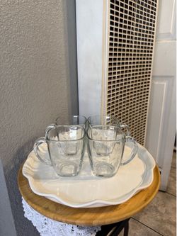 Princess House Set De 4 Tazas Minis Cuadradas De Crystal Heritage.