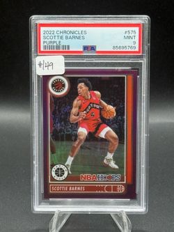 2022 NBA Hoops Chronicles Purple #575 Scottie Barnes #/49 PSA MINT 9