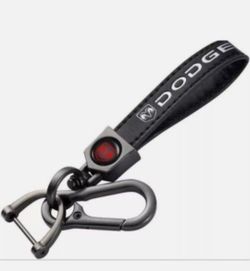 For Dodge Genuine Leather Car Keychain