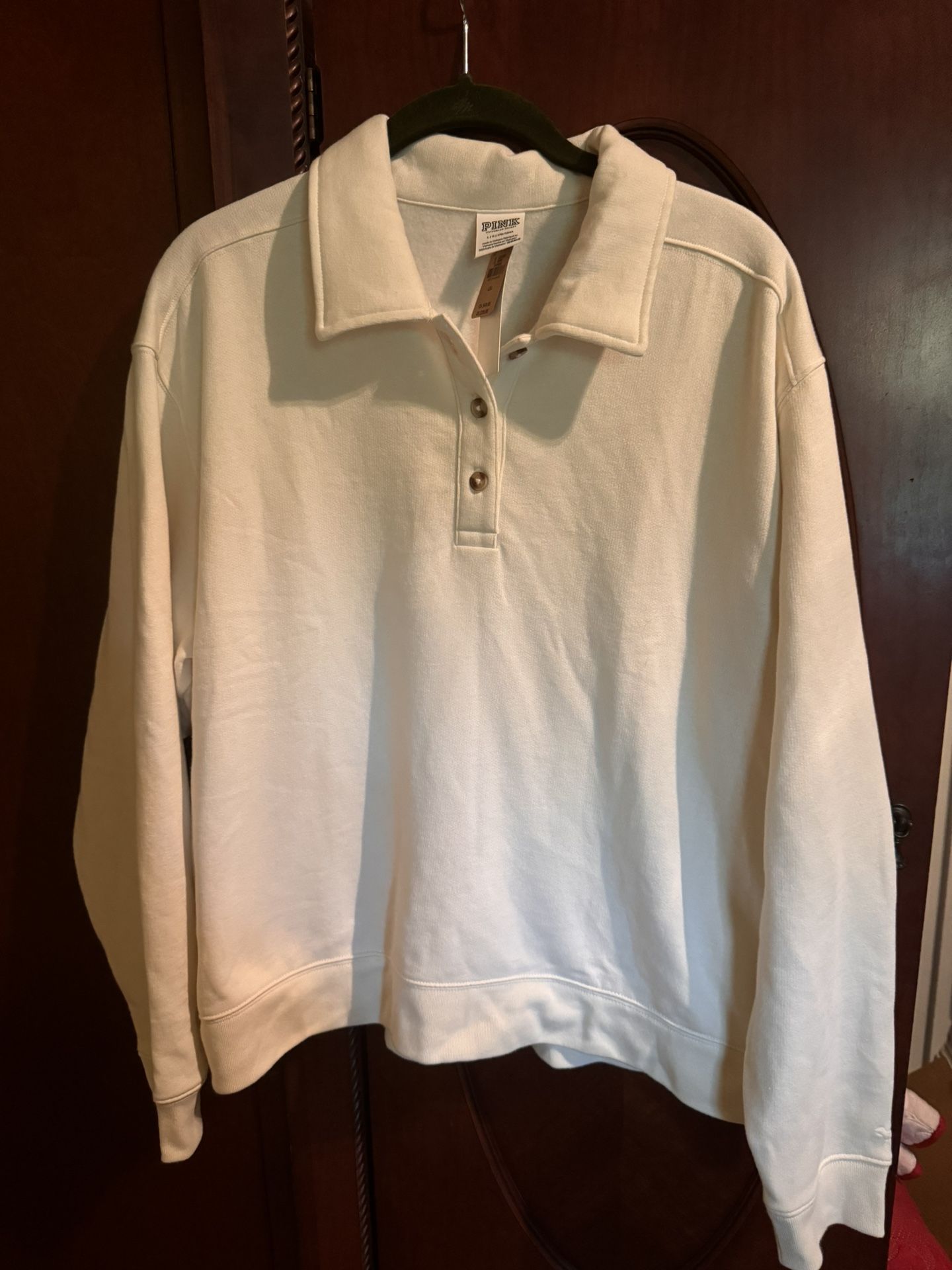Brand New With Tags Size Large Ivory Fleece Pullover From VICTORIA’S SECRET