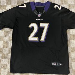 Vintage Baltimore Ravens #27 Black Jersey Nike On Field NFL Stitched Sz 52