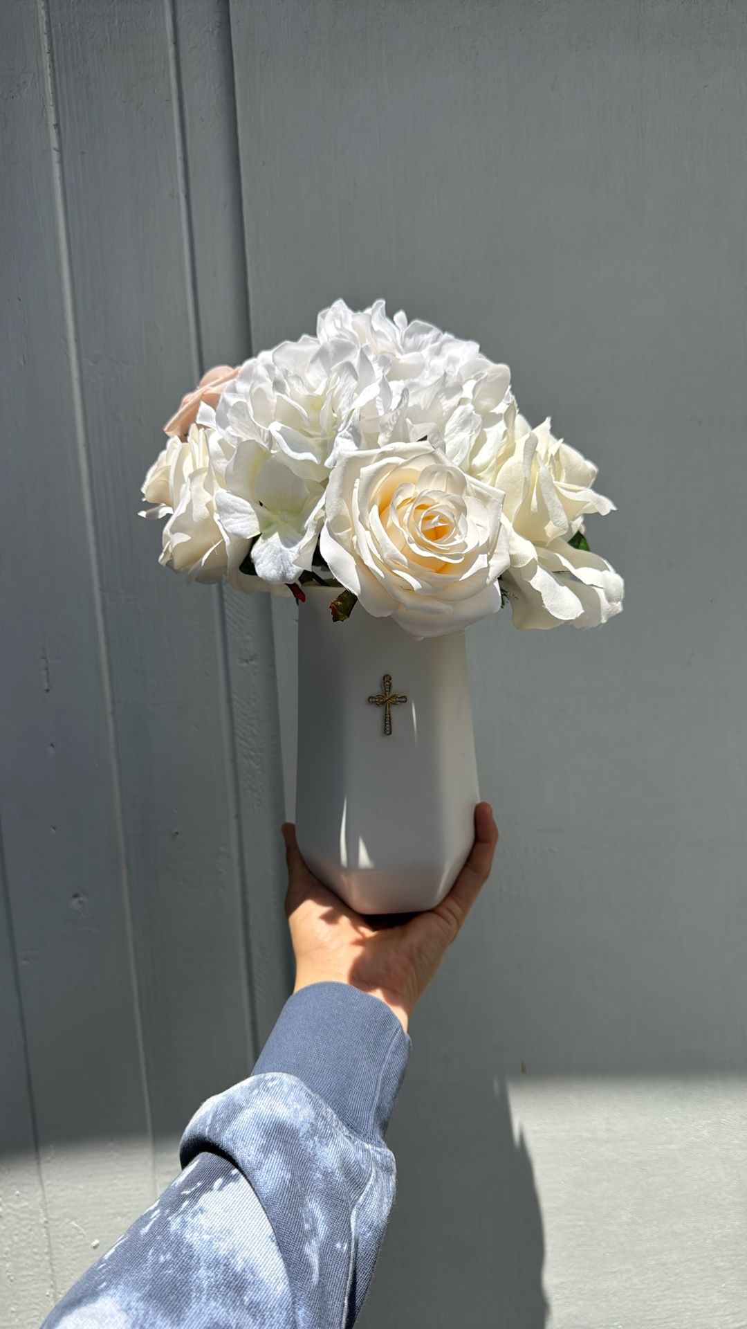 White Flower Vase Faux Flowers