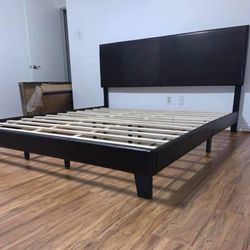 NEW IN BOX Black Leather Platform Bed Frame King Size