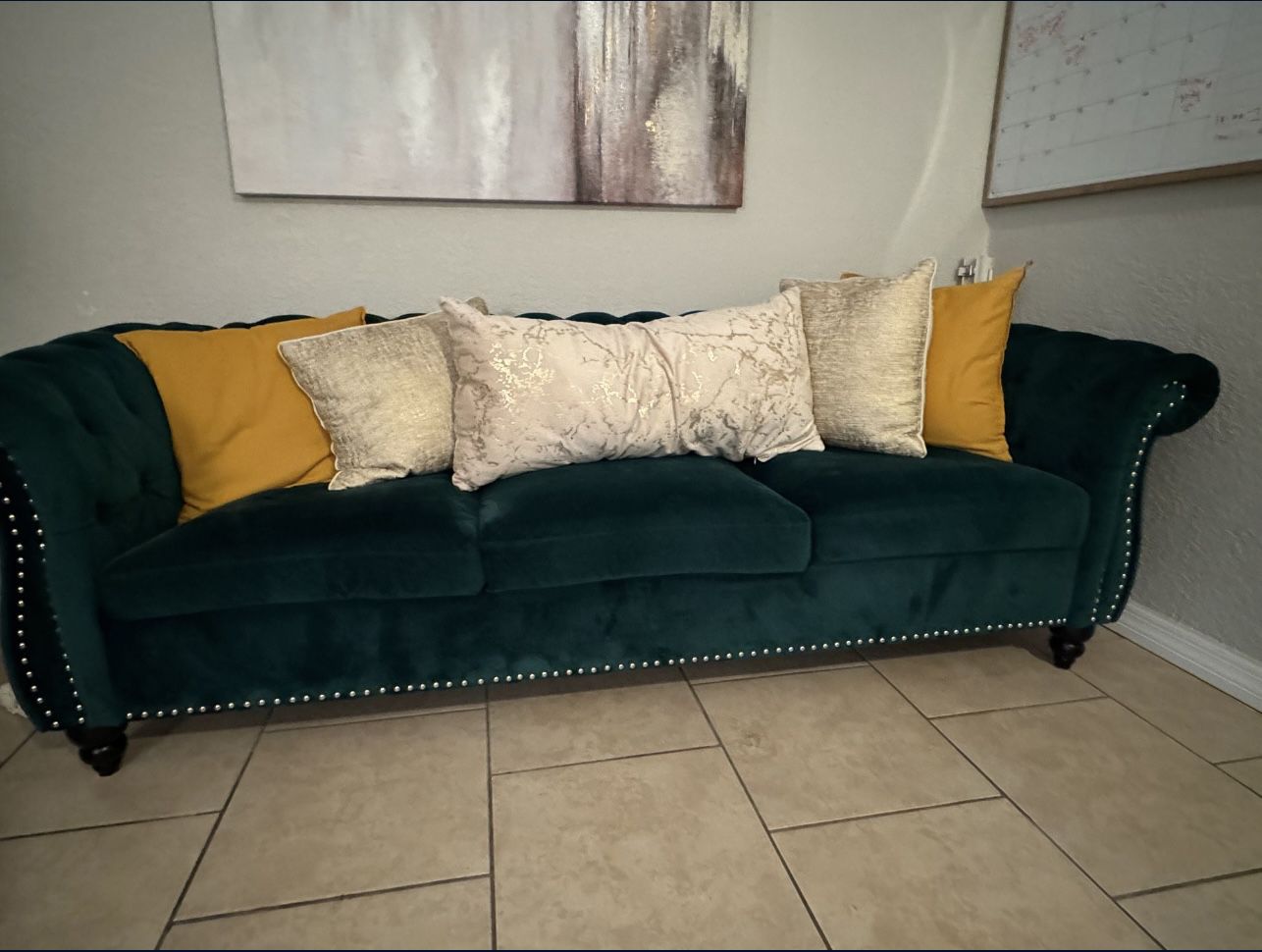 Velvet Green Sofa 