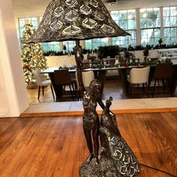 Tiffany Lamp Authentic Lady Bronze  Vintage 
