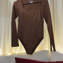 Brown Ribbed Body Suit