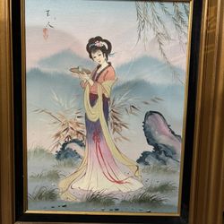 Elegant 12x16 framed Chinese artwork 