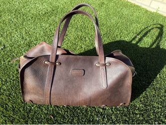 De Bruir firm brown leather medium size travel bag
