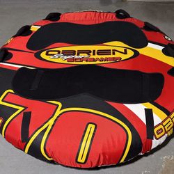 O'Brien Super Screamer towable tube with three ski vests