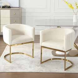 Modern Velvet Dining Chairs Set of 2 Contemporary Kitchen & Dining Room Chairs with Arms