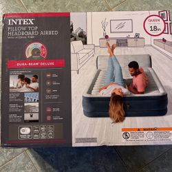 Pillow Top Headboard Airbed w/ Internal Pump