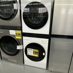 LG 2.4 cu. ft. Washer, 4.2 cu. ft. Dual Inverter Heat Pump Ventless Electric Dryer, Washtower, Center Control AIDD in White