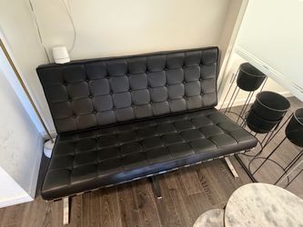 Black Tufted Modern Loveseat / Sofa