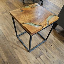 Teak Root And Resin Side Table