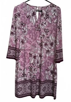 White House Black Market WHBM Mini Dress Medium Purple Floral Cottage Coquette