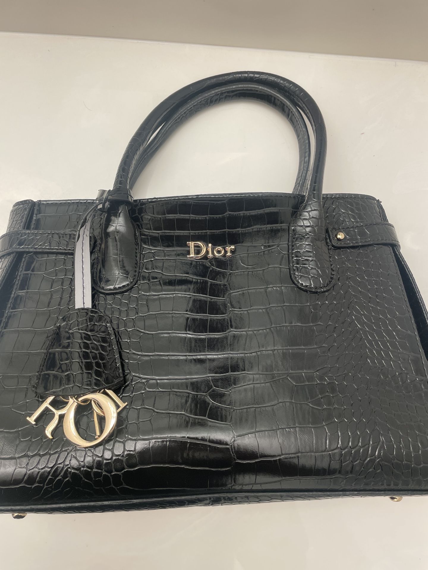 Christian Dior Crocodile Black Tote Bag