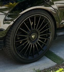 Set of 4 Black Multi-Spoke Wheels with Tires