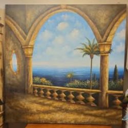 Tropical Oceanside Scenery Oil Painting. Offers Accepted