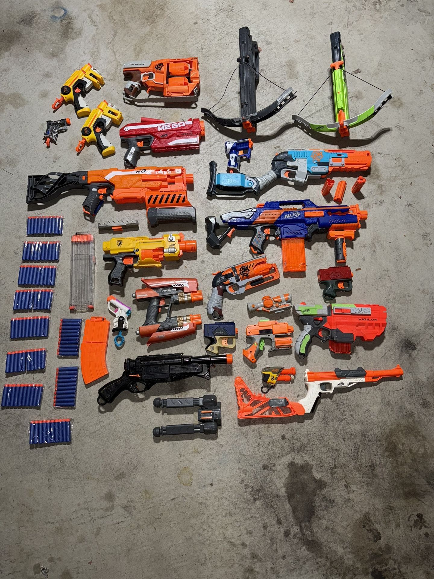 Nerf Guns, Huge Lot With Ammo And Accessories