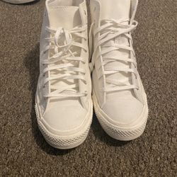 🤍 All White Mid-Top Converse – Men’s 8 / Women’s 10 – Like New 👟