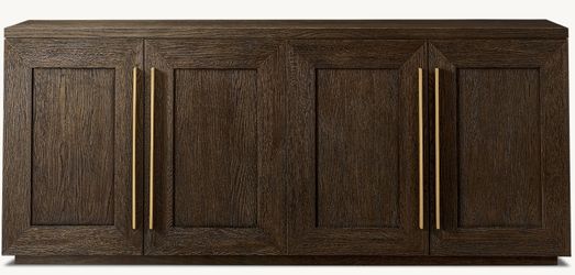 Restoration Hardware 100" Machinto Sideboard in Brown Oak / Burnished Brass