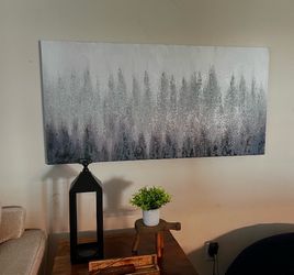 Big canvas painting greys and blue tones