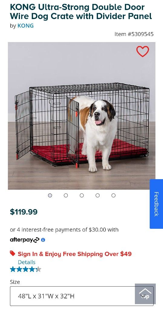 KONG Ultra-Strong Double Door Wire Dog Crate with Divider Panel