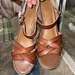  Brown Strappy Leather Heels