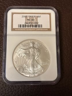 $1 2002 Silver Eagle MS 69. Coin USA