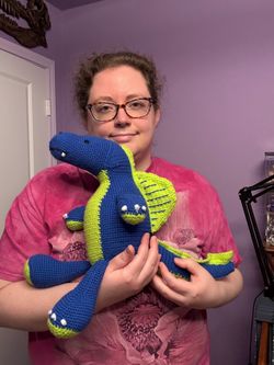 Spinosaurus. Spino Dinosaur Crocheted Plushie Stuffed Animal Water Blue Green LAYAWAY AVAILABLE