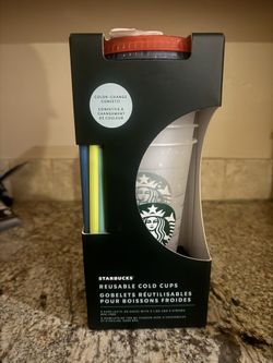 Star Bucks Reusable Cold Cups Color Changing Confetti 