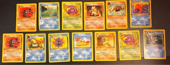 Pokemon 13 Card Lot 1st edition Vintage FRENCH Fossil Damaged - MP